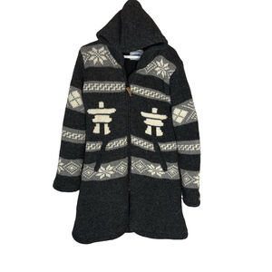 Ark Imports 100% Wool Full Zip Cowichan Sweater Jacket Women's Fleece Line